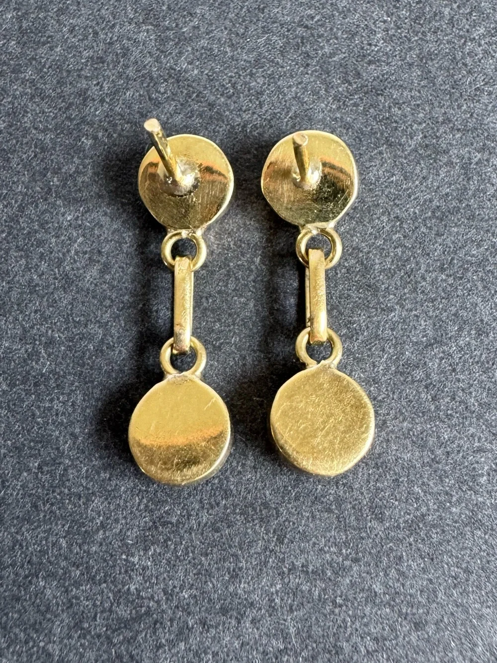 Vintage 14K Gold Earrings Lapis Lazuli Pierced Drop Stud Minimalist‎ Dainty